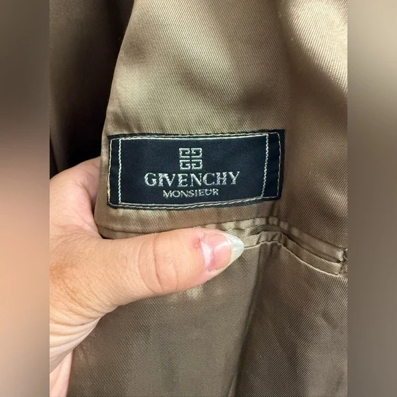 Men’s Vintage Givenchy Monsieur Tan Wool Cashmere Coat Size 48 Luxury Designer